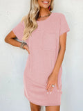 Round Neck Short Sleeve Mini Dress DJPT
