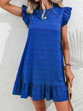 Size Ruffled Flutter Sleeve Textured Mini Dress Plus Size DJPT