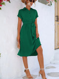 Tie Waist Short Sleeve Dress DJPT
