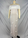 White Off Shoulder 3D Flowers Grenadine Sheer Bodycon Elegant Beach Photoshoot Baby Shower Maternity Maxi Dress Maternity
