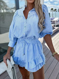 Shirt and Skirt Set with Ruffle Details DJPT
