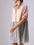 Mixed Gingham Shirt Dress DJPT