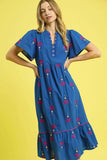 Embroidered Tiered Midi Dress DJPT