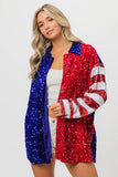 American Flag Sequin Snap Down Shirt DJPT