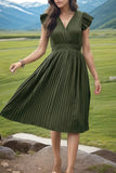 Tied Smocked Waist Flutter Sleeve Dress DJPT