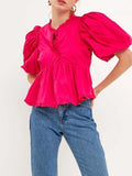 Sleeve Peplum Blouse DJPT