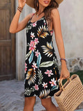 Size Printed V-Neck Cami Dress DJPT
