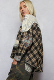 Lace Patchwork Plaid Oversized Shirt DJPT