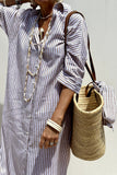 Button Up Three-Quarter Sleeve Dress DJPT