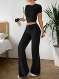 Top and Wide Leg Pants Matching Set DJPT