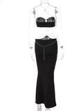 Black Cut Out Chain Halter Neck Bodycon Photoshoot Elegant Maternity Maxi Dress Maternity