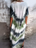 Size Pocketed Tie-Dye Short Sleeve Dress DJPT