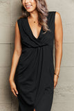 Deep V Sleeveless Tulip Hem Dress DJPT