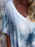 Size Pocketed Tie-Dye Short Sleeve Dress DJPT