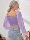 Sweetheart Neck Flounce Sleeve Top DJPT