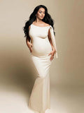 Strap Ties One Shoulder Mermaid Bodycon Elegant Photoshoot Baby Shower Maternity Maxi Dress Maternity