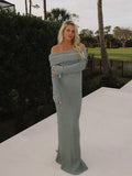 Off Shoulder Solid Color Mermaid Bodycon Elegant Photoshoot Maternity Maxi Sweater Dress Maternity