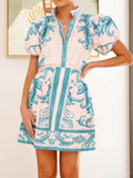 Sleeve Printed Top and Zip Back Skirt Set DJPT