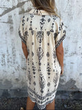 Size Printed Short Sleeve Button-Up Shirt Dress Plus Size DJPT