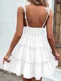 Frill Spaghetti Strap Tiered Dress DJPT