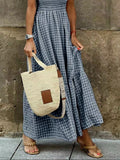 Gingham Maxi Dress with Ruffle Straps DJPT