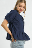 Tie Front Puff Sleeve Blouse DJPT