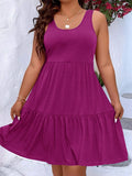 Size Tiered Scoop Neck Tank Dress DJPT