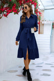 Sleeve Tie Waist Shirt Dress DJPT