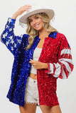 American Flag Sequin Snap Down Shirt DJPT
