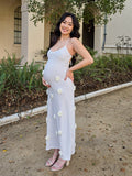 Spaghetti Strap Backless 3D Flowers Maternity Maxi Dress Maternity