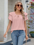 Neck Ruffled Layered Sleeve Blouse DJPT
