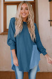Texture Round Neck Long Sleeve Blouse DJPT