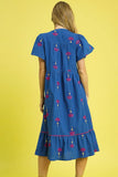 Embroidered Tiered Midi Dress DJPT
