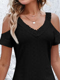 Shoulder Short Sleeve Eyelet Mini Dress DJPT