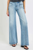 Full Size Mid Rise Wide Jeans with Front Patch Pocket Plus Size DJPT