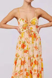 Print Tie Front Tiered Maxi Dress DJPT