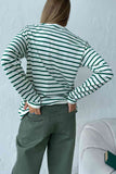 Neck Striped Dropped Shoulder T-Shirt DJPT