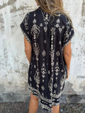 Size Printed Short Sleeve Button-Up Shirt Dress Plus Size DJPT