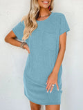 Round Neck Short Sleeve Mini Dress DJPT
