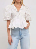 Sleeve Peplum Blouse DJPT