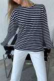 Neck Striped Dropped Shoulder T-Shirt DJPT