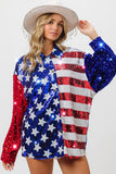 Velvet Sequin American Flag Shirt DJPT