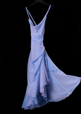 High Low Spaghetti Straps Blue Knee Length Prom Dresses Birthday Outfits SD489 HZ0628